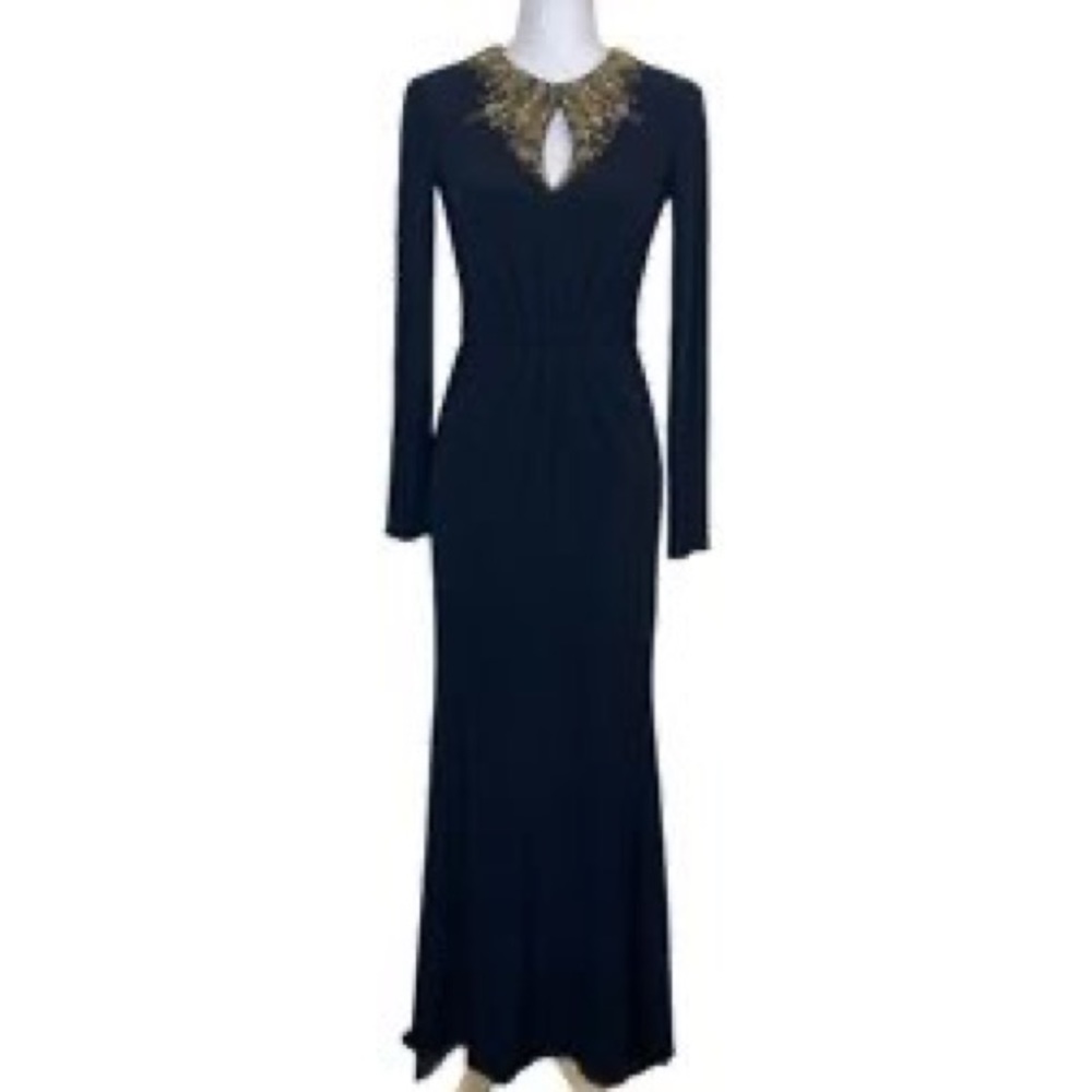 JS Boutique Embellished Neck Gown with Train